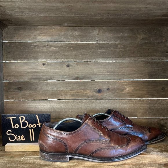 Mens To Boot New York Brown Leather Dressy Wingtip Oxfords Shoes Size 11 D GUC - Picture 1 of 6
